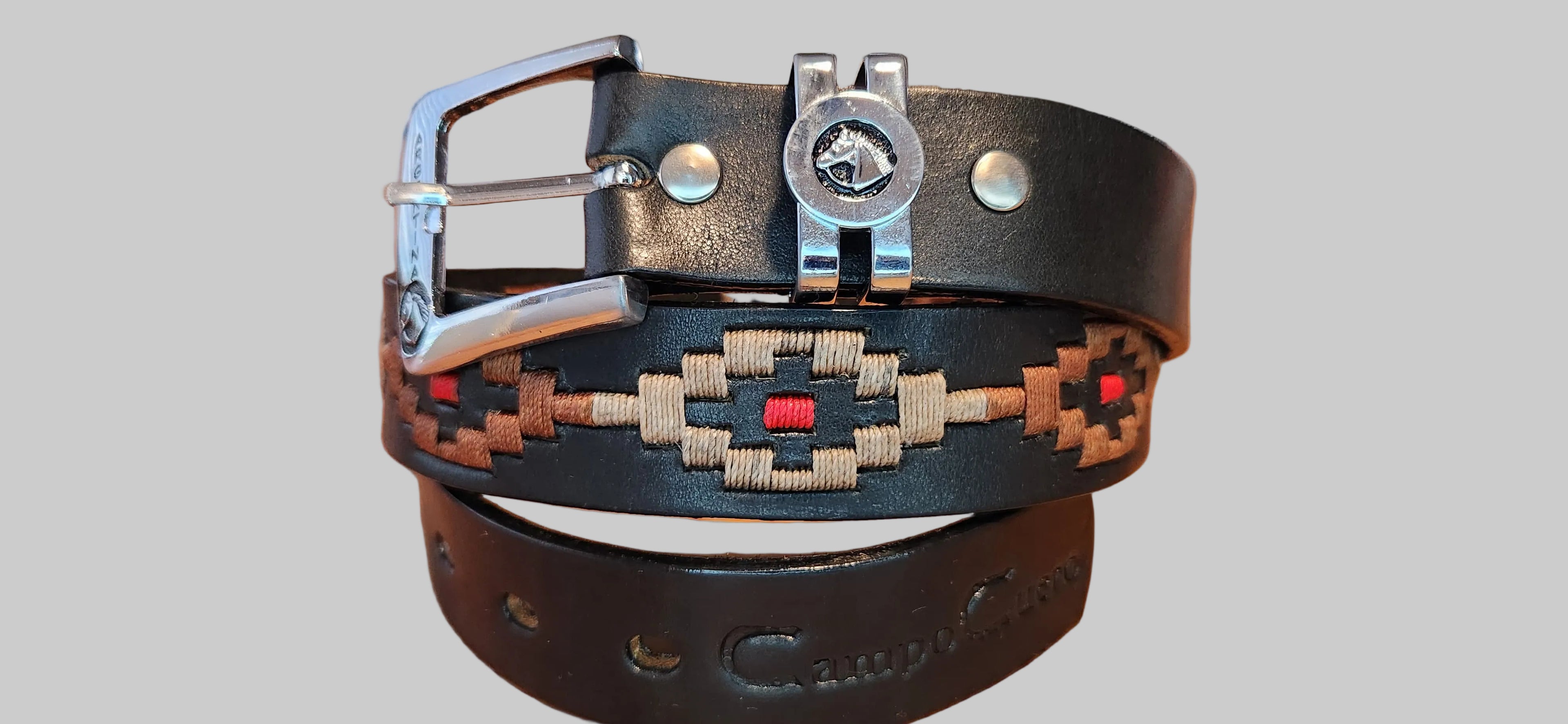 Three parts embroidered belt
